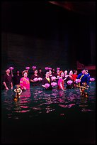 Water puppet artists receiving applause in pool after performance, Thang Long Theatre. Hanoi, Vietnam ( color)