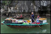 Grocer on rowboat. Halong Bay, Vietnam (color)