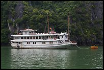 Tour boat painted white. Halong Bay, Vietnam (color)