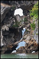 Openings through rocks. Halong Bay, Vietnam (color)