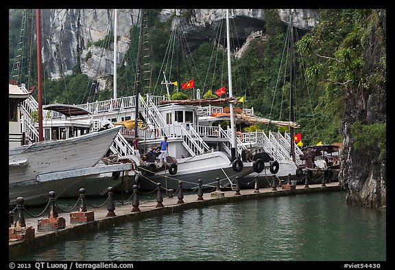 Tour boats at pier. Halong Bay, Vietnam