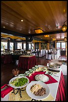 Pho buffet in tour boat dining room. Halong Bay, Vietnam (color)