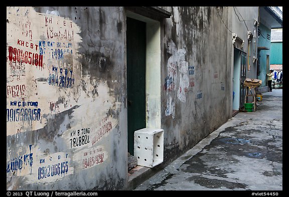 Alley with lots of painted numbers. Bat Trang, Vietnam