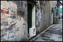 Alley with lots of painted numbers. Bat Trang, Vietnam (color)