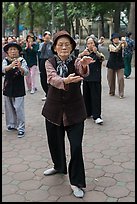 Elderly women practising Tai Chi. Hanoi, Vietnam ( color)