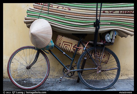 Bicycle loaded with mats, old quarter. Hanoi, Vietnam