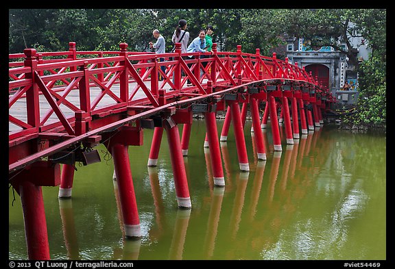 The Huc Bridge leading to Jade Island. Hanoi, Vietnam