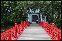Huc Bridge leading to Ngoc Son Temple. Hanoi, Vietnam (color)