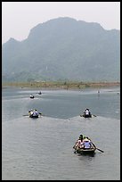 Rowboats on Sao Khe River, Trang An. Ninh Binh,  Vietnam