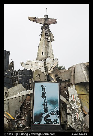 Wreckage of downed B52 bomber. Hanoi, Vietnam (color)