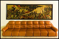 Propaganda painting and couch, military museum. Hanoi, Vietnam ( color)