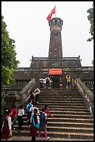 Schoolchildren visiting Flag Tower, Hanoi Citadel. Hanoi, Vietnam ( color)