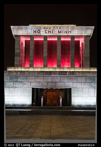 Ho Chi Minh Mausoleum at night. Hanoi, Vietnam
