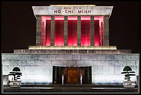 Ho Chi Minh Mausoleum lit in red. Hanoi, Vietnam ( color)