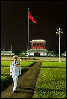 Officer walking in front of Ho Chi Minh Mausoleum. Hanoi, Vietnam ( color)