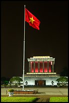 Vietnamese flag flying in front of Ho Chi Minh Mausoleum. Hanoi, Vietnam ( color)