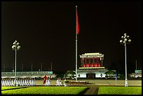 Guards marching in front of Ho Chi Minh Mausoleum at night. Hanoi, Vietnam (color)