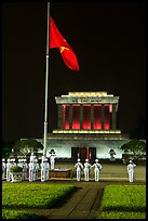 Vietnam flag lowering ceremony, Ho Chi Minh Mausoleum. Hanoi, Vietnam ( color)