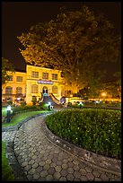 Public garden and library building at night. Hanoi, Vietnam ( color)