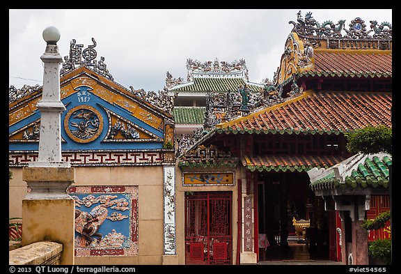 Roof and wall details, Le Van Duyet temple, Binh Thanh district. Ho Chi Minh City, Vietnam (color)