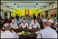 Monks and nuns having diner, An Quang Pagoda, district 10. Ho Chi Minh City, Vietnam ( color)