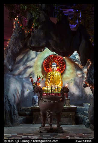 Buddha in grotto, Quoc Tu Pagoda, district 10. Ho Chi Minh City, Vietnam (color)