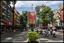 Leafy boulevard, district 5. Ho Chi Minh City, Vietnam (color)