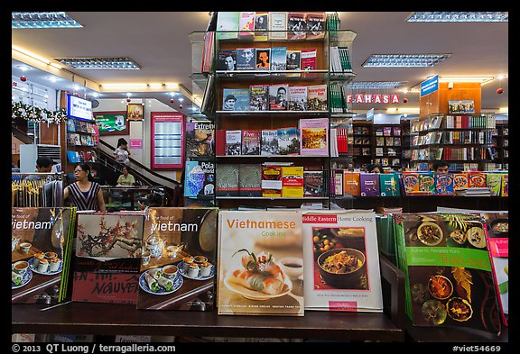 Books about Vietnam in bookstore. Ho Chi Minh City, Vietnam