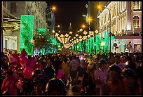 Packed street at night, New Year eve. Ho Chi Minh City, Vietnam ( color)