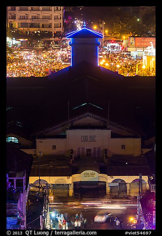 Ben Thank market from above at night. Ho Chi Minh City, Vietnam (color)