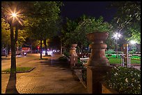 Sidewalk and park at night. Ho Chi Minh City, Vietnam ( color)