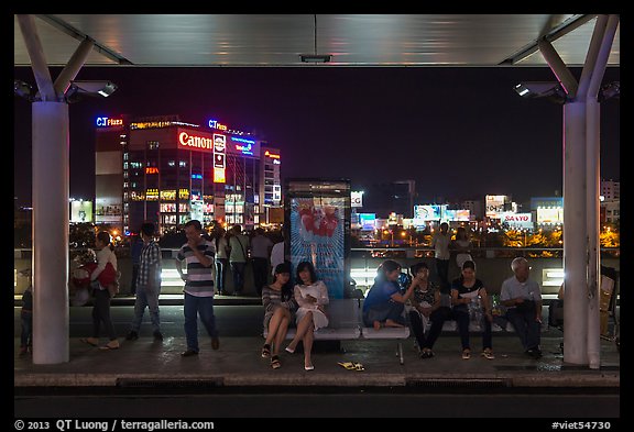 Outside Than Son Nhat airport at night. Ho Chi Minh City, Vietnam (color)