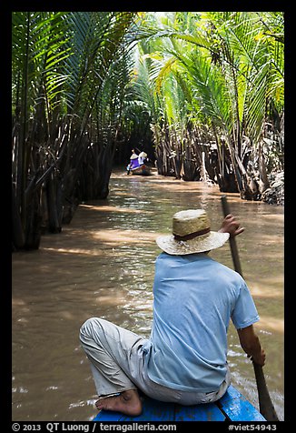 Padding in mangrove-lined narrow waterway, Phoenix Island. My Tho, Vietnam