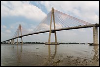 Suspension bridge across the Mekong River. My Tho, Vietnam (color)