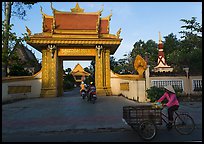 Khmer-style Ong Met Pagoda seen from street. Tra Vinh, Vietnam (color)