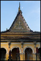Roof detail and moon, Ong Met Pagoda. Tra Vinh, Vietnam (color)
