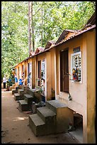 Row of retreat huts, Hang Pagoda. Tra Vinh, Vietnam (color)