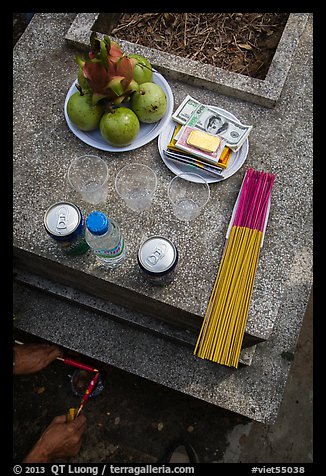 Traditional offering to the deceased. Ben Tre, Vietnam