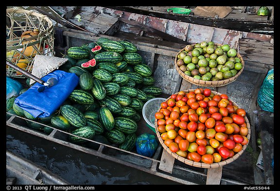 Vegetables and fruit for sale on boat, Phung Diem. Can Tho, Vietnam