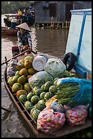 Woman paddles boat fully loaded with produce, Phung Diem. Can Tho, Vietnam ( color)
