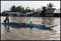 Long boat loaded with watermelon. Can Tho, Vietnam ( color)