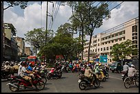 Motorcycle traffic near University of Medicine. Cholon, Ho Chi Minh City, Vietnam