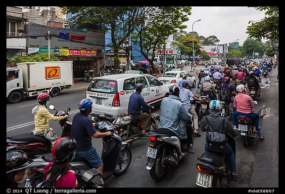 Dense motorcycle traffic. Ho Chi Minh City, Vietnam