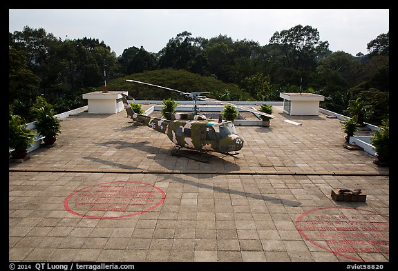 Terrace with helicopter, Reunification Palace. Ho Chi Minh City, Vietnam (color)