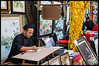 Caligraphers at lunar new year market. Ho Chi Minh City, Vietnam ( color)