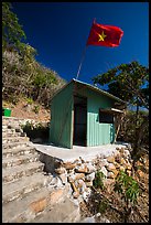 Entrance booth with Vietnam flag, Bay Canh Island, Con Dao National Park. Con Dao Islands, Vietnam ( color)
