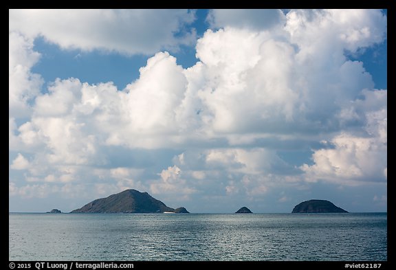 Tropical clouds above Bay Canh Island and other islets. Con Dao Islands, Vietnam