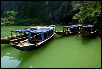 Tour boats near the entrance of Phong Nha Cave. Vietnam