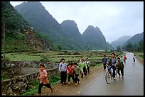Children returning from school, Ma Phuoc Pass area. Northeast Vietnam ( color)