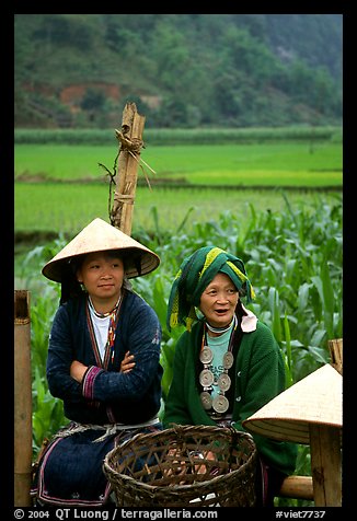 Hilltribeswomen with traditional necklace. Northeast Vietnam (color)